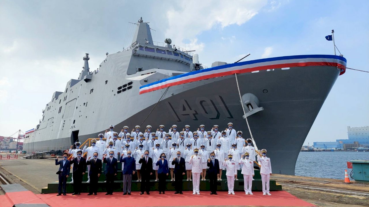 Tổng thống Thái Anh Văn đến tham dự nghi lễ bàn giao Chiến hạm Yushan vào ngày 30/09 (Ảnh do pv RTI chụp)