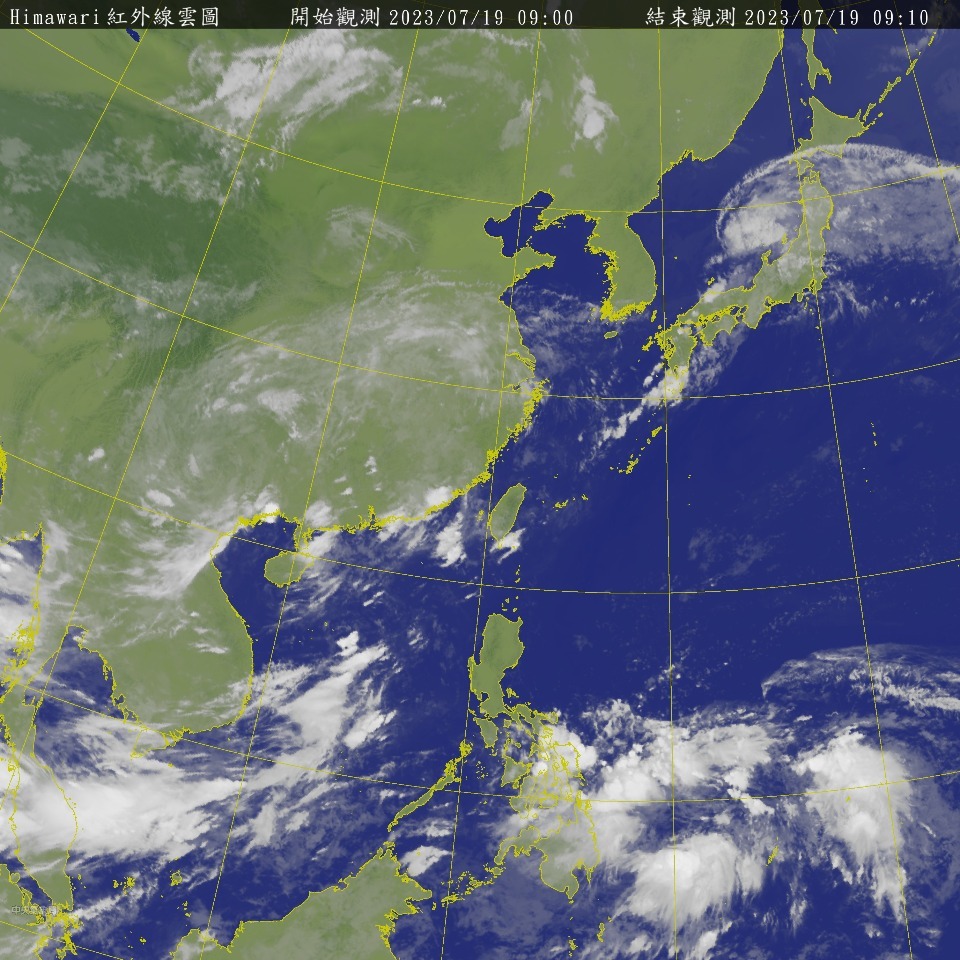Bản đồ dự báo tình hình mây và mưa (Ảnh: Cục Khí tượng Trung ương Đài Loan)
