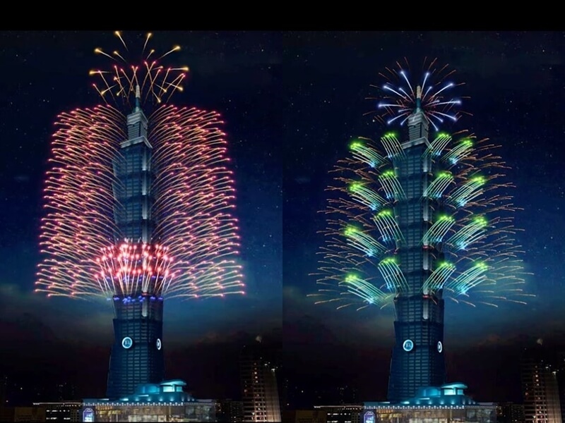Màn bắn pháo hoa chào đón năm 2024 của tòa tháp Đài Bắc 101 sẽ kéo dài 300 giây với 16.000 quả pháo hoa. (Ảnh: CNA/ Facebook台北101)